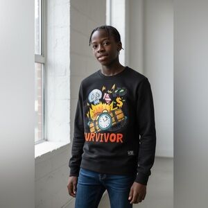 Black Pike Survivor Sweat Shirt-Raised Fuzzy Lettering NWOT - Size Small